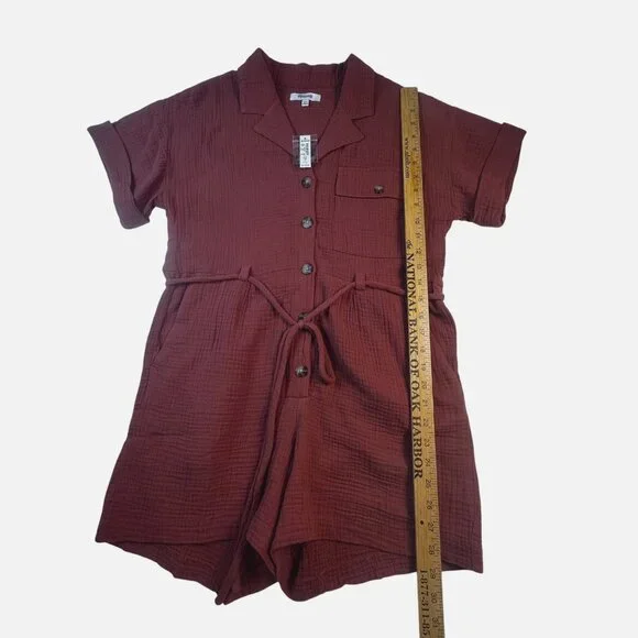 Madewell Womens Lightspun Belted Safari Romper Button-Down Tie-Waist  Sz XXS - Picture 7 of 14